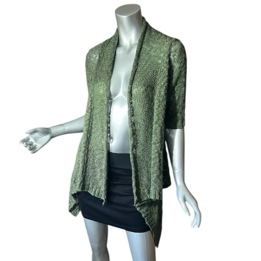 Decree Juniors XL, Women’s S/M Green Open Knit Cardigan Waterfall Sweater